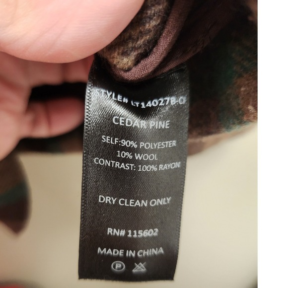 Lush Plaid Double Breasted Blazer Cedar Pine Wool Blend Brown Teal LT14027B-C S - Picture 4 of 4